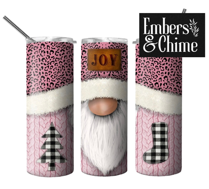 Pink Winter Joy ~ Gnome 20 oz Skinny Tumbler