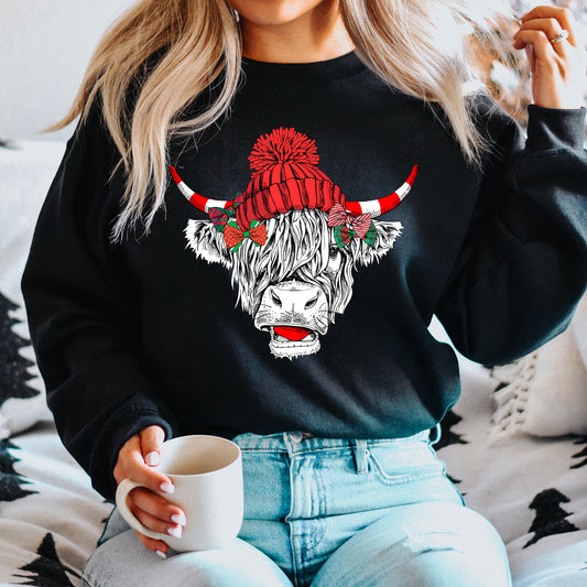 Christmas Cow ~ Black Sweatshirt
