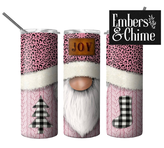 Pink Winter Joy ~ Gnome 20 oz Skinny Tumbler
